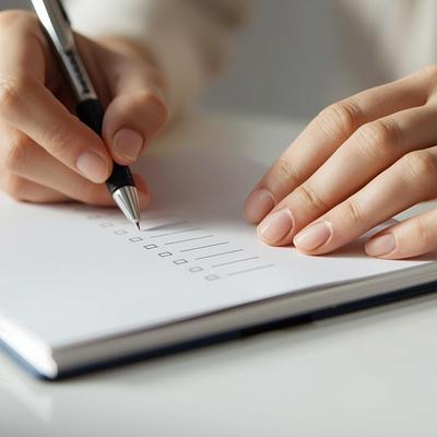 woman writing a checklist in a notebook