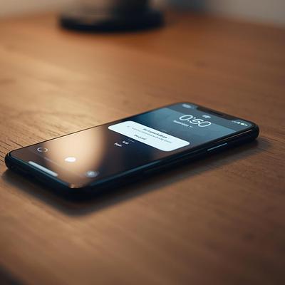 Phone on a desk showing a reminder notification